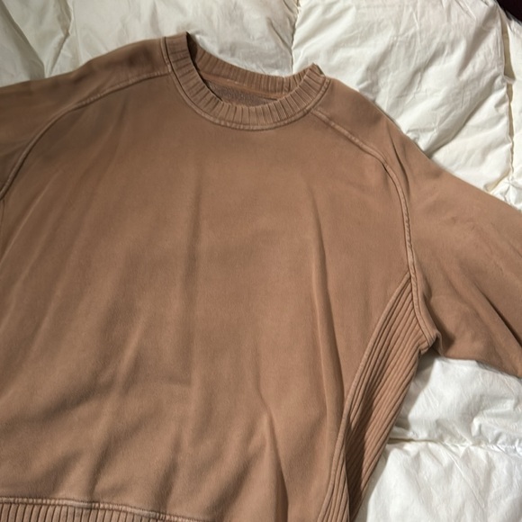 Aerie down to earth oversized tan ribbed sweatshirt - Picture 3 of 7